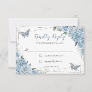 Mjuk Baby blue Blommigt Ro Quinceañera Butterfly OSA Kort