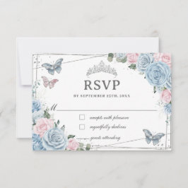 Mjuk Baby blue Rosa Blommigt Ro Quinceañera OSA Kort