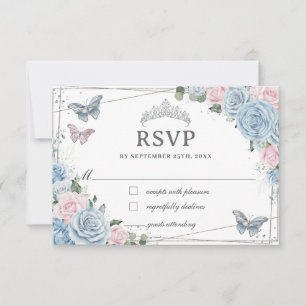 Mjuk Baby blue Rosa Blommigt Ro Quinceañera OSA Kort