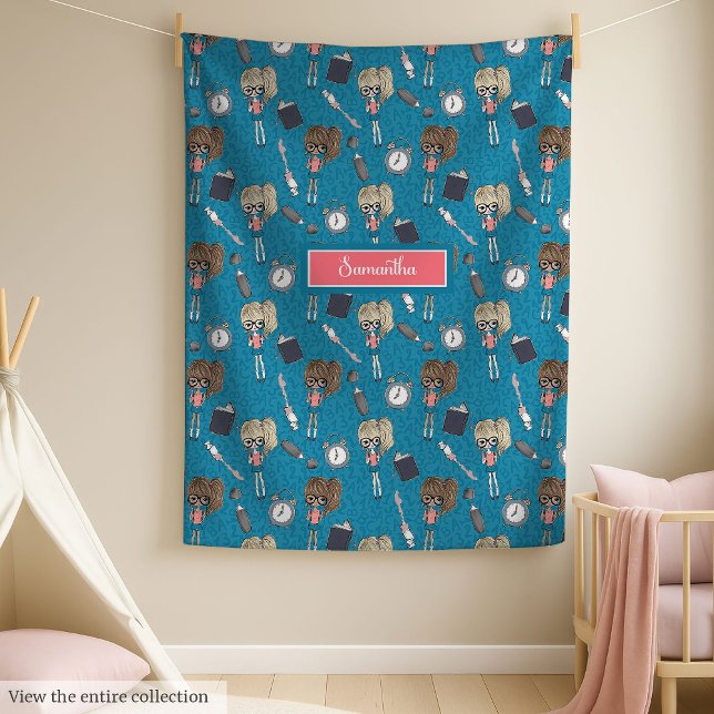 Mjuk back to school ull för trendigets lilla flick fleecefilt (Soft back to school fleece for trendy little girl)