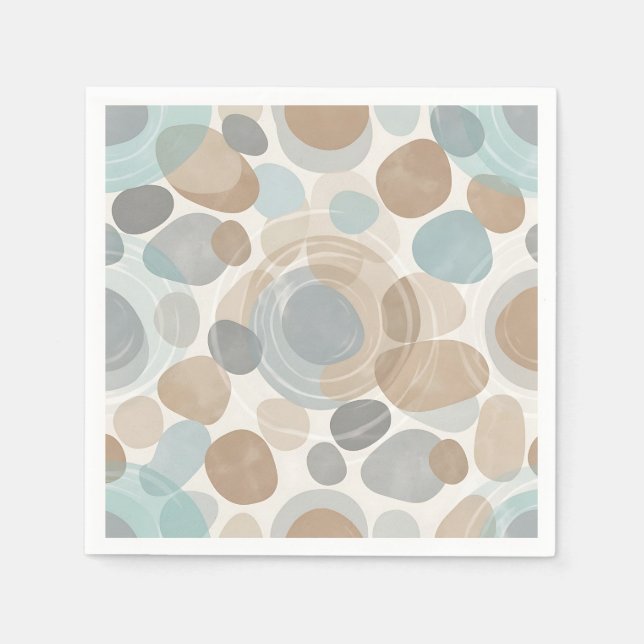 Mjuk Beige Blå Grå Minimalistisk Överlappande  Pappersservett (Framsidan)