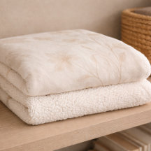 Mjuk Beige Blommig Sherpafilt