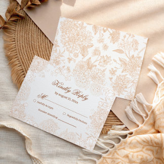 Mjuk Beige Botanisk RSVP-svarskort Elegant OSA Kort