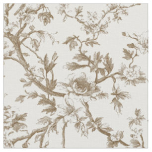Mjuk Beige Botanisk Toile-mönster Tyg