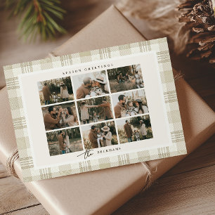Mjuk Beige Gingham Foto Collage Jul Julkort