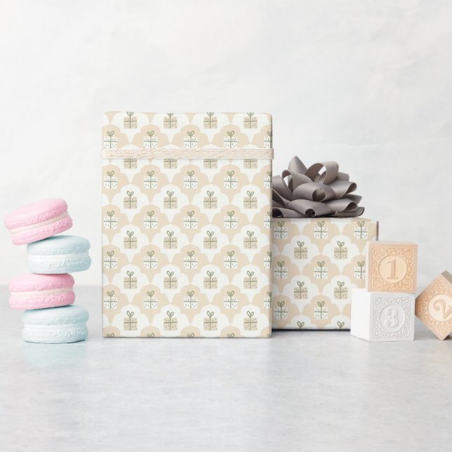 Mjuk Beige Presentpapper med Mönster Rulle (Baby Shower)