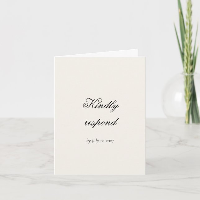 Mjuk Beige Rokoko Bröllops RSVP-kort Tack Kort (Framsida)