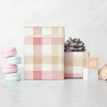 Mjuk Beige Rosa Romantisk Gingham Rutig Mönster