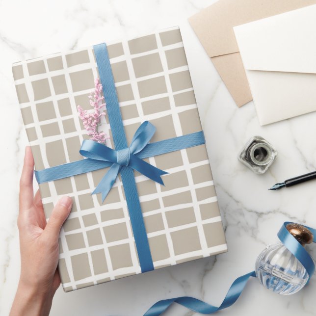 Mjuk Beige Rutnät Elfenbensgeometriskt Mönster Presentpapper (Gifting)