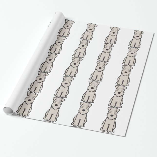 Mjuk bestruken Wheaten Terrierhundtecknad Presentpapper (Utrullad)