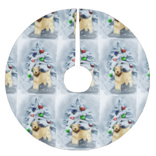 Mjuk bestruken Wheaten Terrierjul Julgransmatta Borstad Polyester