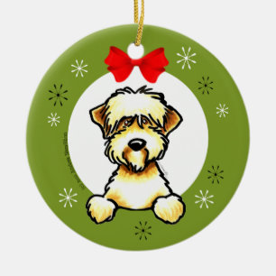 Mjuk bestruken Wheaten Terrierjulklassiker Julgransprydnad Keramik