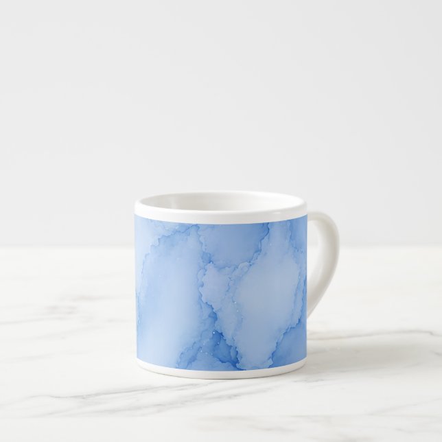 Mjuk Blå Akvarell Abstrakt Espressomugg (Framsida höger)