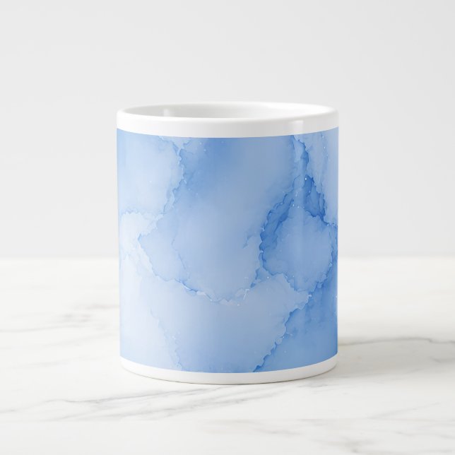 Mjuk Blå Akvarell Abstrakt Jumbo Mugg (Framsidan)