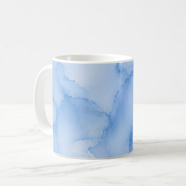Mjuk Blå Akvarell Abstrakt Kaffemugg (Framsida vänster)