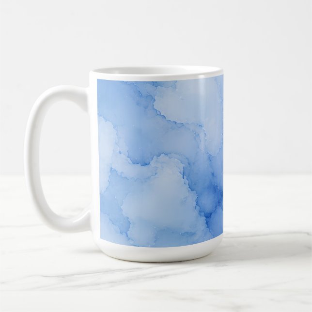 Mjuk Blå Akvarell Abstrakt Kaffemugg (Vänster)