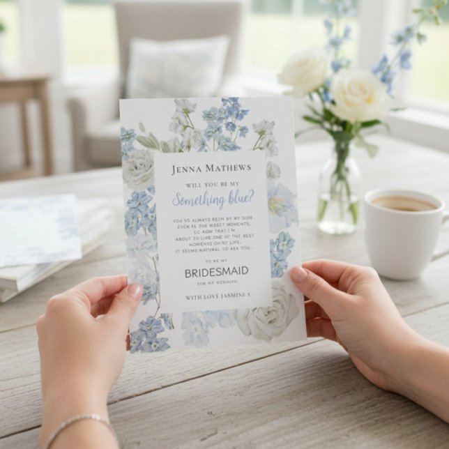 Mjuk Blå Akvarell Blommig Brudtärna Förslag Inbjudningar (Skapare uppladdad)