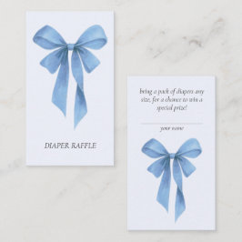 Mjuk blå båge pojke baby shower blöja lotteri tilläggskort
