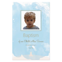 Mjuk blå baptism-meny med Guld-accenter