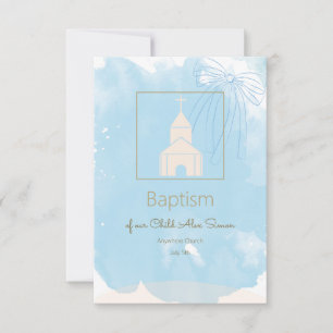 Mjuk blå baptism OSA med Guld-accenter Kort