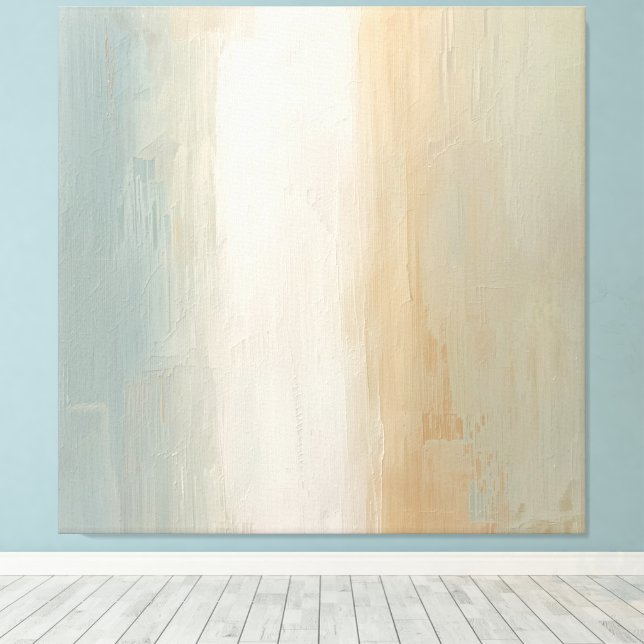 Mjuk Blå Beige Olivgrå Rustik Abstrakt Tryck (Insitu (trägolv))