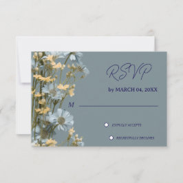 Mjuk Blå Blommig Grå Klassisk Bröllop RSVP OSA Kort