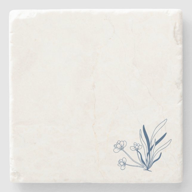 Mjuk Blå Blommig | Kustminimalism Stenunderlägg (Framsidan)