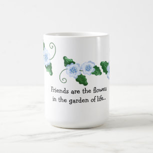 Mjuk Blå Blommig med Vänskapssats Kaffemugg