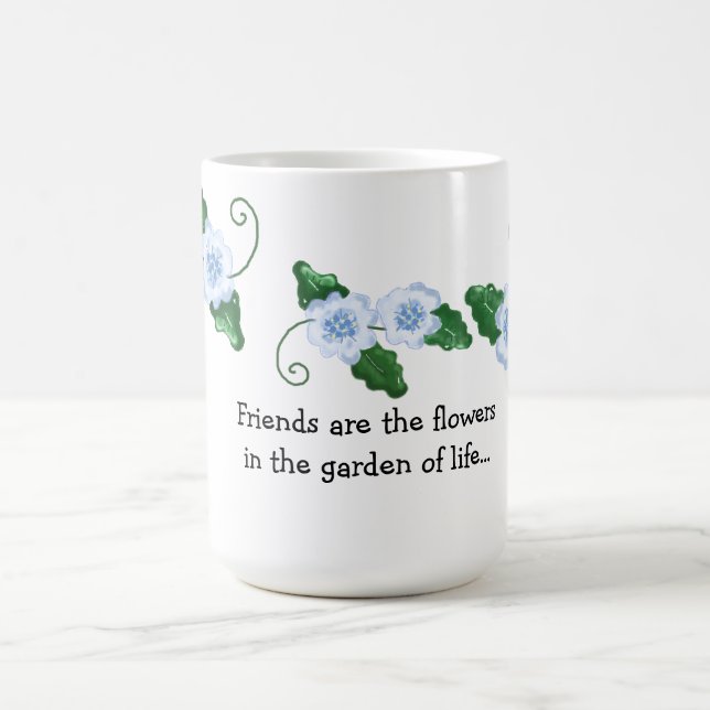 Mjuk Blå Blommig med Vänskapssats Kaffemugg (Center)
