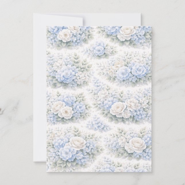 Mjuk Blå Blommig Mönster Elegant Romantisk Botanis Meddelande (Framsida)