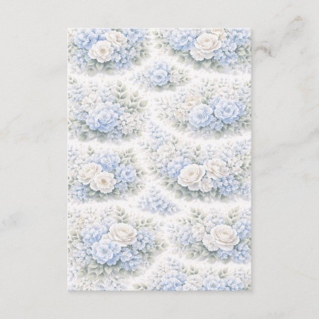Mjuk Blå Blommig Mönster Elegant Romantisk Botanis Tilläggskort (Framsida)
