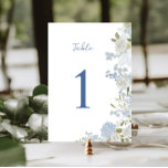 Mjuk blå Blommigt handskriven Bordsnummer<br><div class="desc">Romantiskt och delikat mjukt bordsnummer med blå vattenfärg blommigt med handskript.</div>