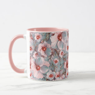 Mjuk blå blommigt mugg