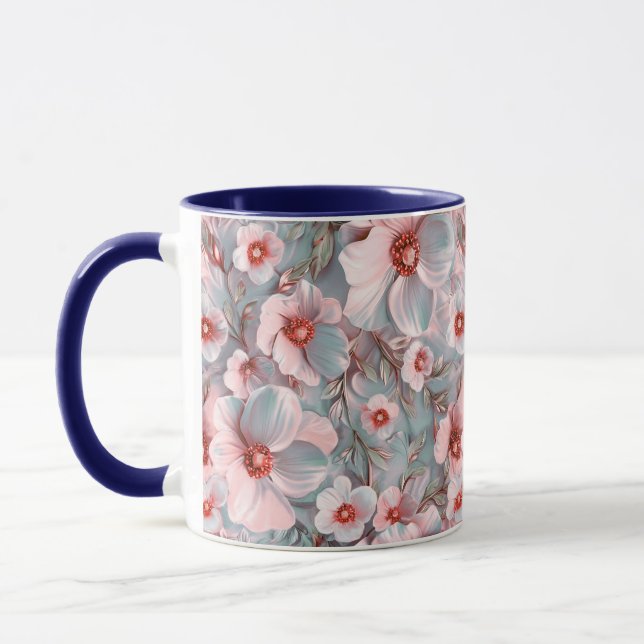 Mjuk blå blommigt mugg (Vänster)