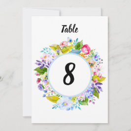 Mjuk blå Blommigt Romantic Bröllop Bordsnummer