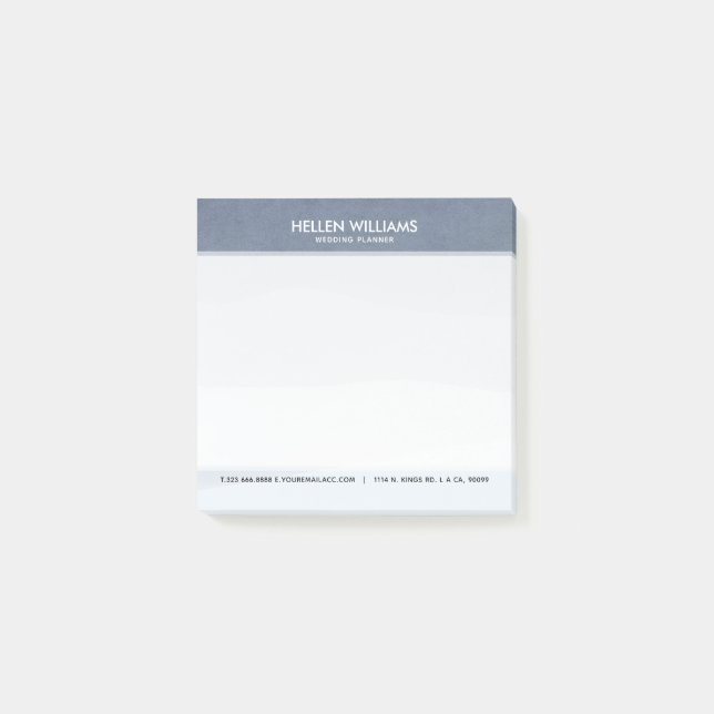 Mjuk blå Grått-Abstrakt liggande Post-it Block (Framsida)