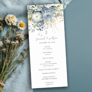 Mjuk blå Grönt Bröllopsprogram för mjuk Blommigt Inbjudningar