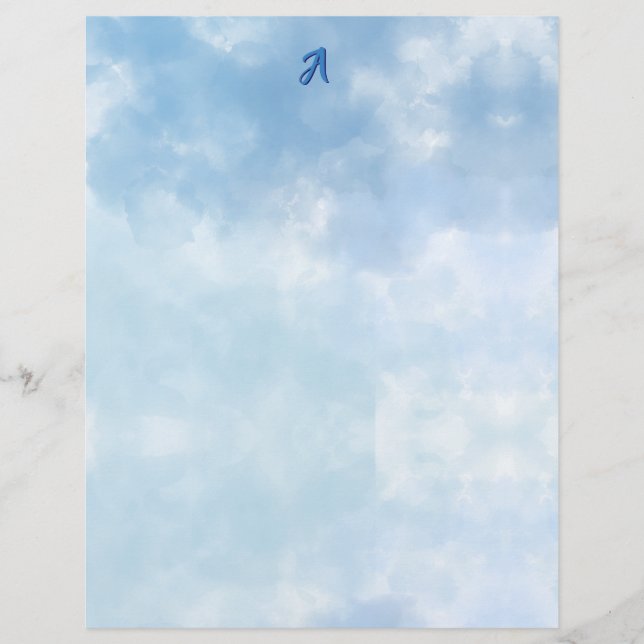 Mjuk Blå Himmel Akvarell Moln Brevhuvud (Framsida)