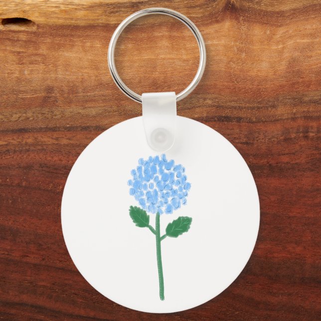 Mjuk Blå Hortensia Botanisk Present Nyckelring (Framsida)