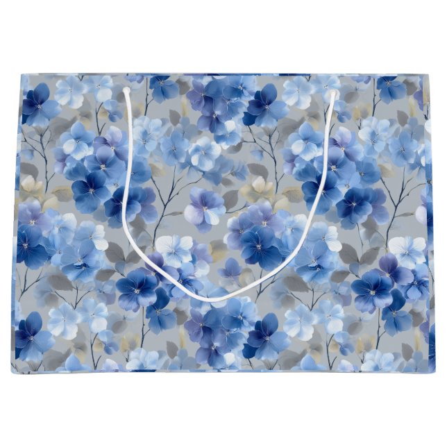 Mjuk Blå Hydrangea Grå Blommönster (Framsidan)