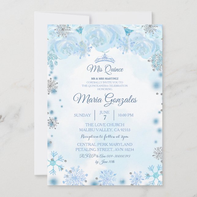 Mjuk blå Julhelg Söt 15:e födelsedagen Inbjudningar (Framsida)