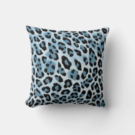 Mjuk blå leopard Skriv ut Kudde