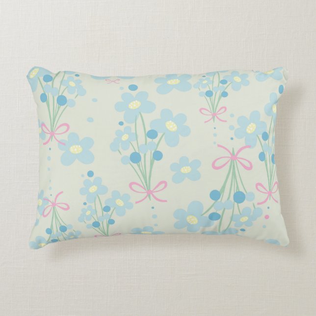 Mjuk blå och Rosa harmoni Prydnadskudde (Framsidan)