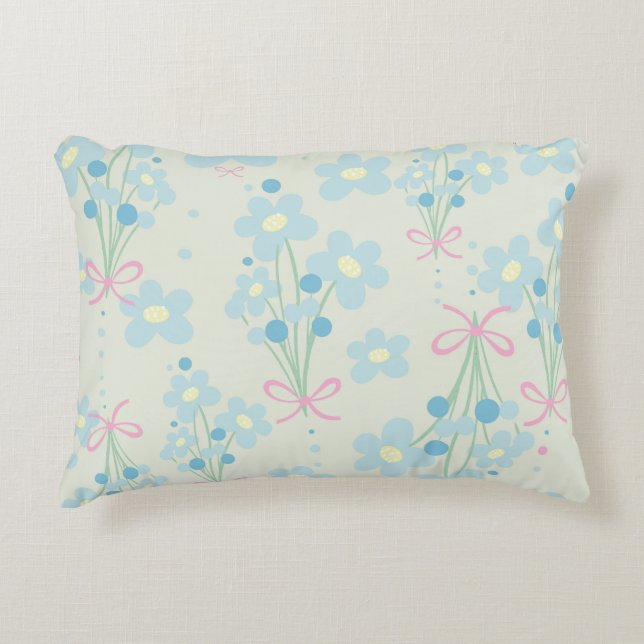 Mjuk blå och Rosa harmoni Prydnadskudde (Framsidan)