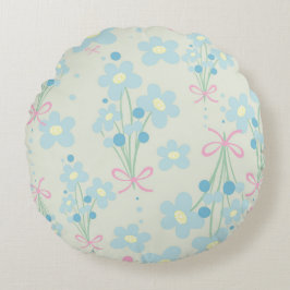 Mjuk blå och Rosa harmoni Rund Kudde