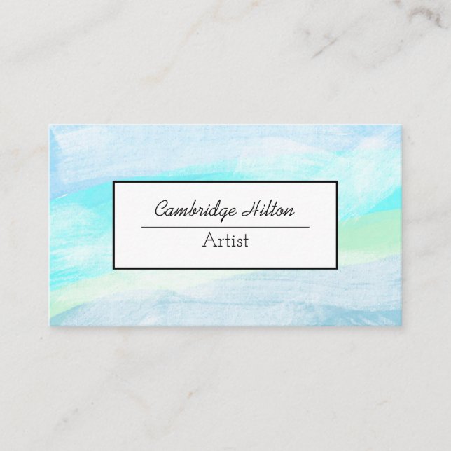 Mjuk blå och teal  visitkort (Framsida)