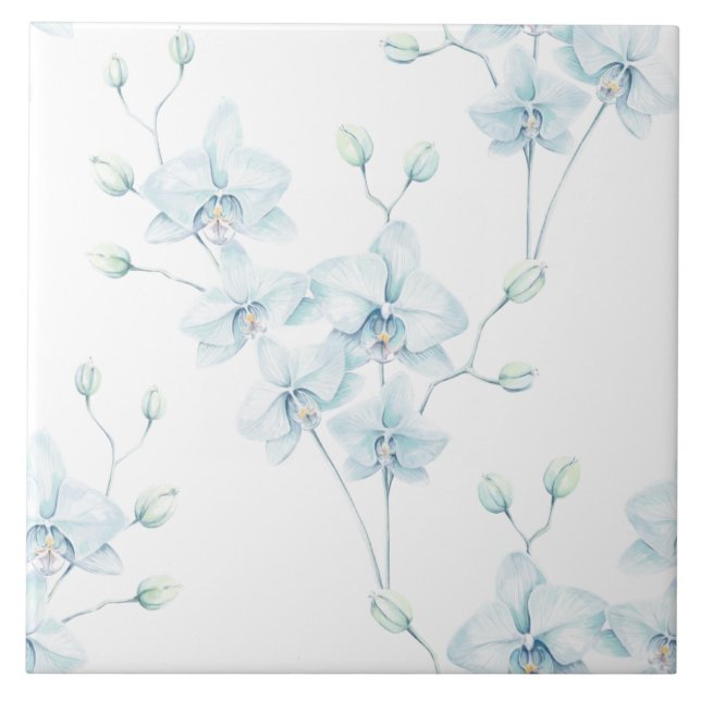 Mjuk blå orchid kakelplatta (Framsidan)