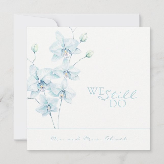 Mjuk blå orkidé Förnyelse av löfte 25 år Inbjudan (Framsida)