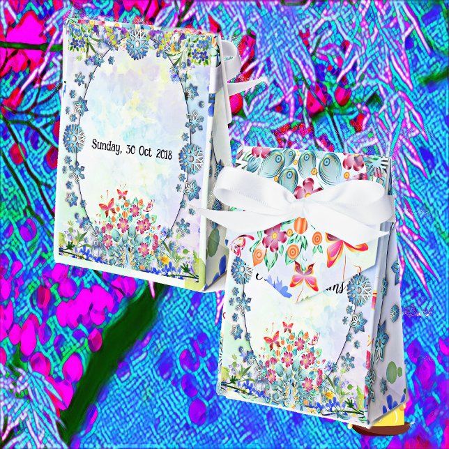 Mjuk blå Pastel Lila Hydrangea Oval Birthday Presentaskar (Soft Blue Pastel Hydrangea Purple Floral Birthday Favor Box)