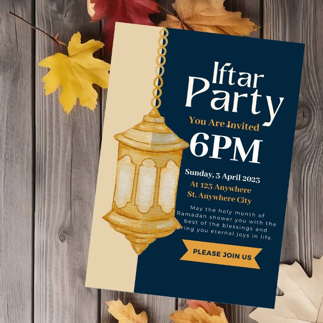 Mjuk blå Ramadan Iftar-festlig inbjudan (Skapare uppladdad)
